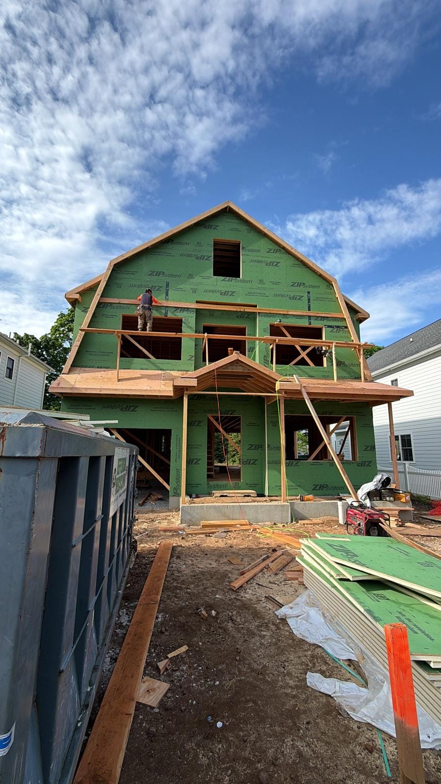 Structural framing on a construction project